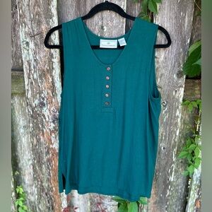 Vintage Maggie Lawrence Teal Button Front Tank Top - Size medium